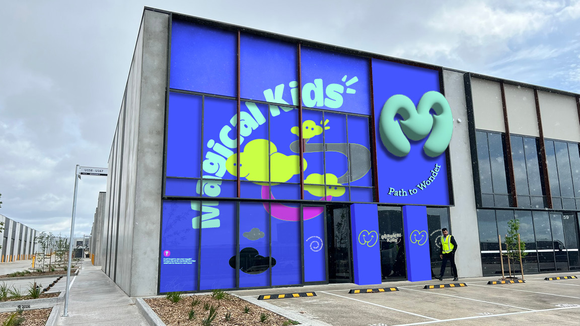 The Magical Kids Play Centre building in Truganina, wrapped in cobalt brand graphics